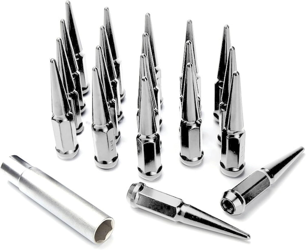 20 Pc Solid Steel Spike Lug Nuts Kit Black 1/2" Pack of 2 H92523