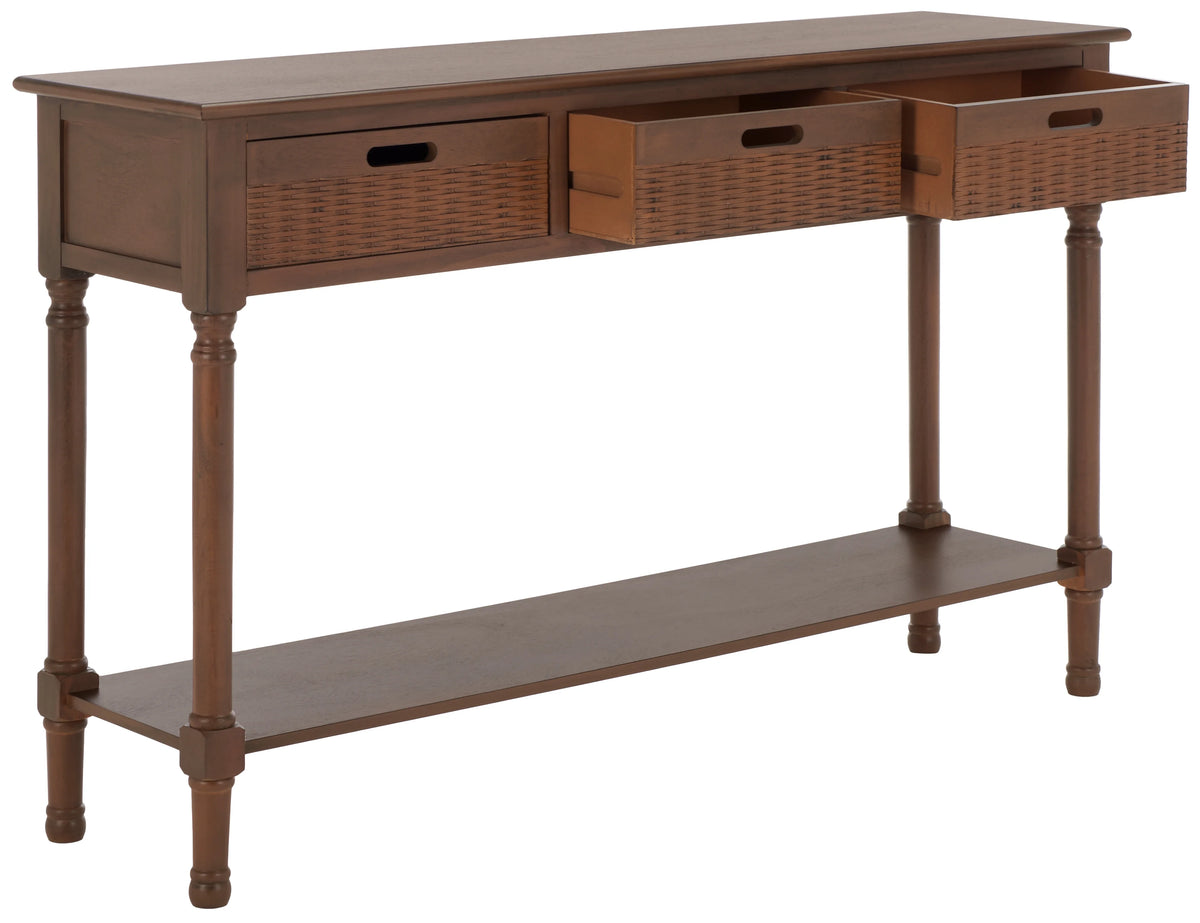 Rustic Brown Wood 3-Drawer Console Table T667