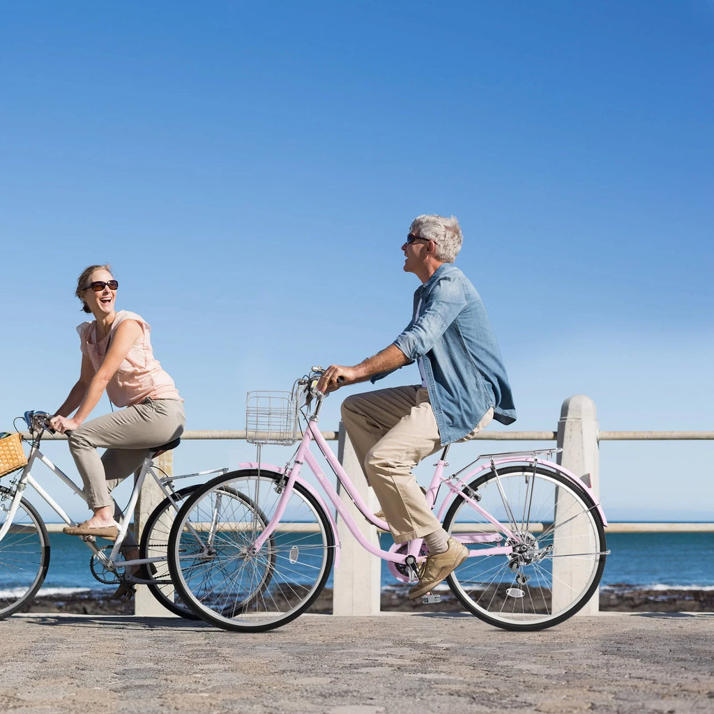 26 inch Commuter Bicycle with 7-speed, Baskets, Pink Y846