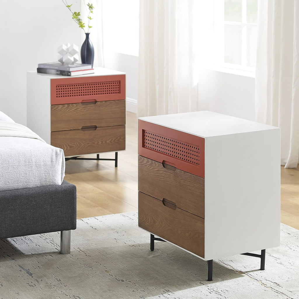 Orange 2 Drawers Wooden Filing Cabinet V7321