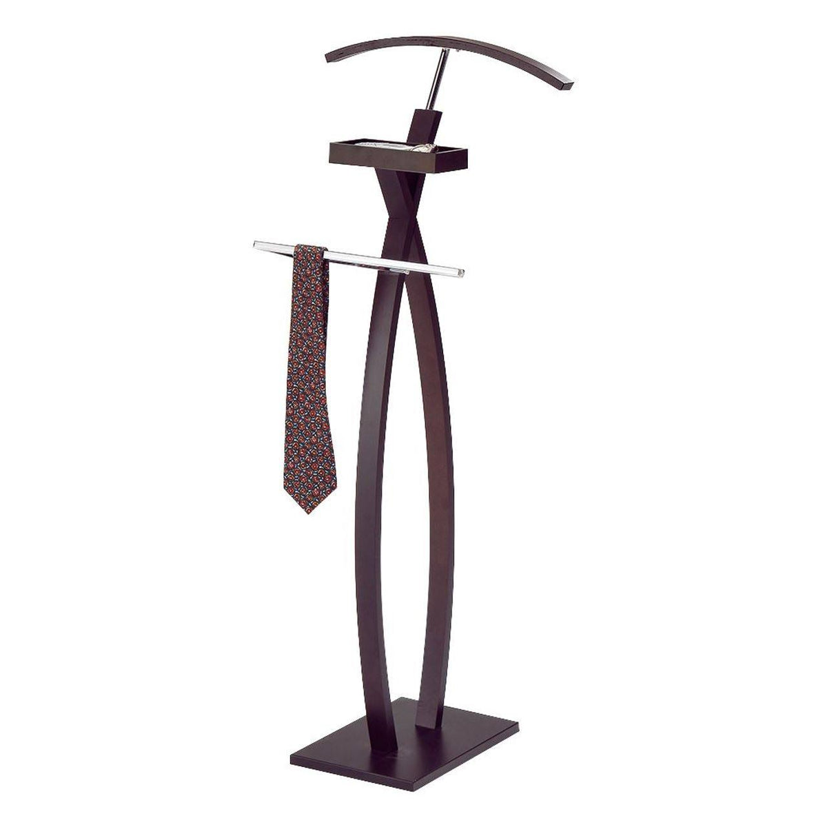 Chrome Walnut Finish Suit Rack Valet Stand Q376