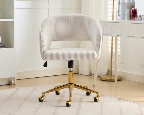 Velvet Upholstered Swivel Desk Chair with Gold Base M55005