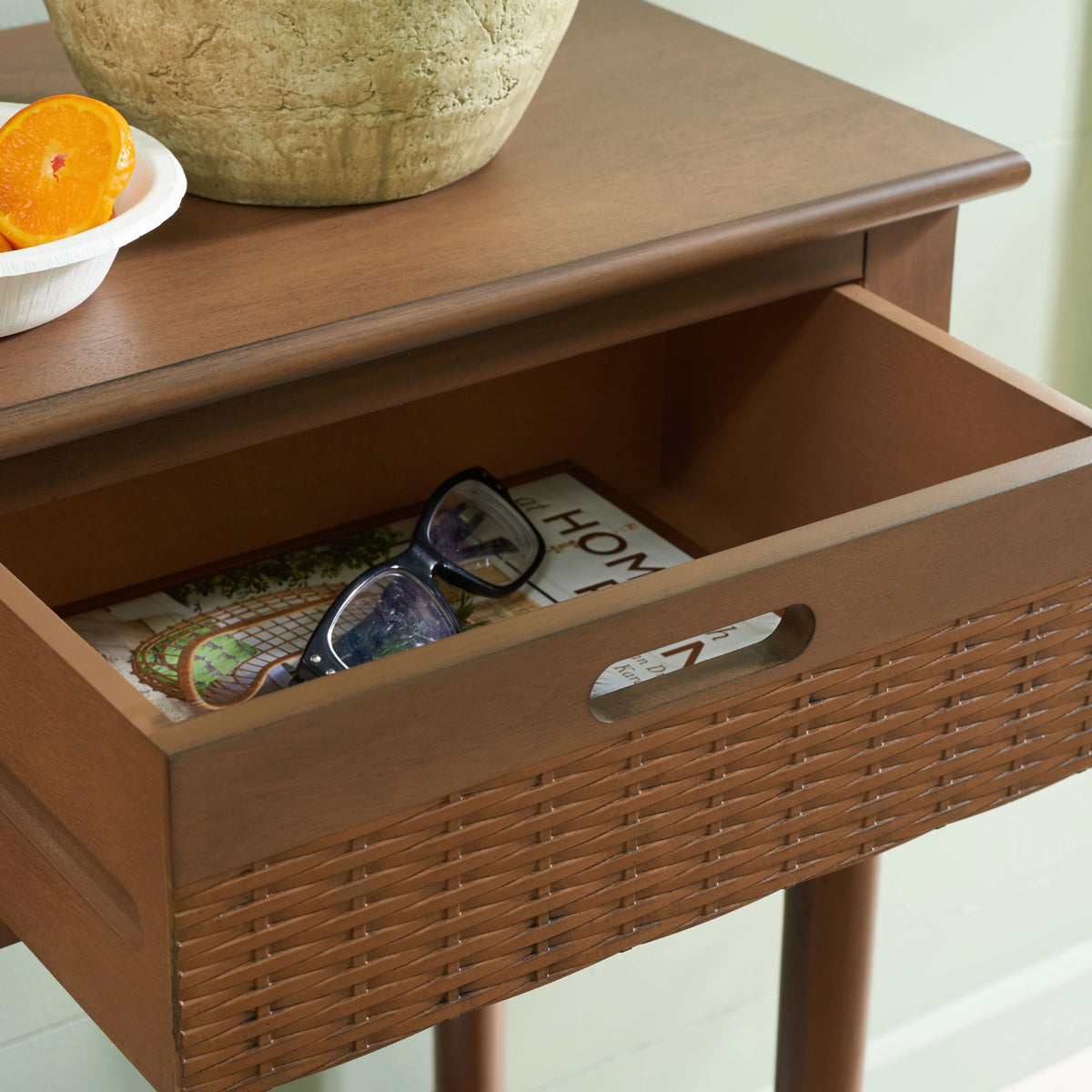 Rustic Brown Wood 3-Drawer Console Table T667