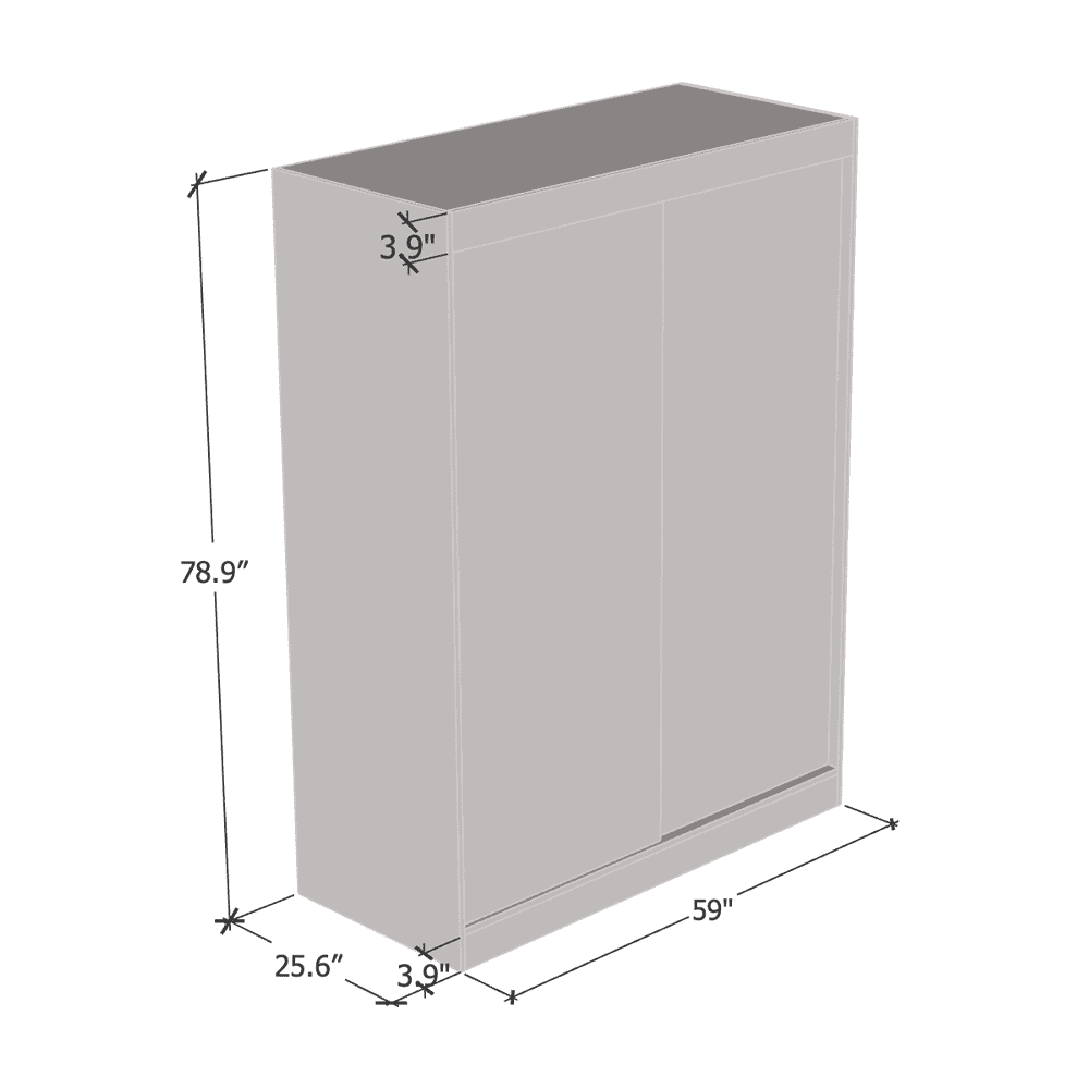 2 Door 59" Wide High Gloss Wardrobe Armoire Y608