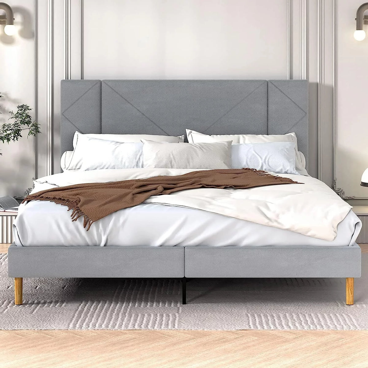 Queen Velvet Upholstered Bed Frame Q2476