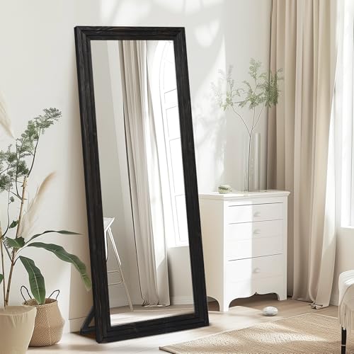 65"x24" Full Length Solid Wood Frame Floor Mirror Brown V82735
