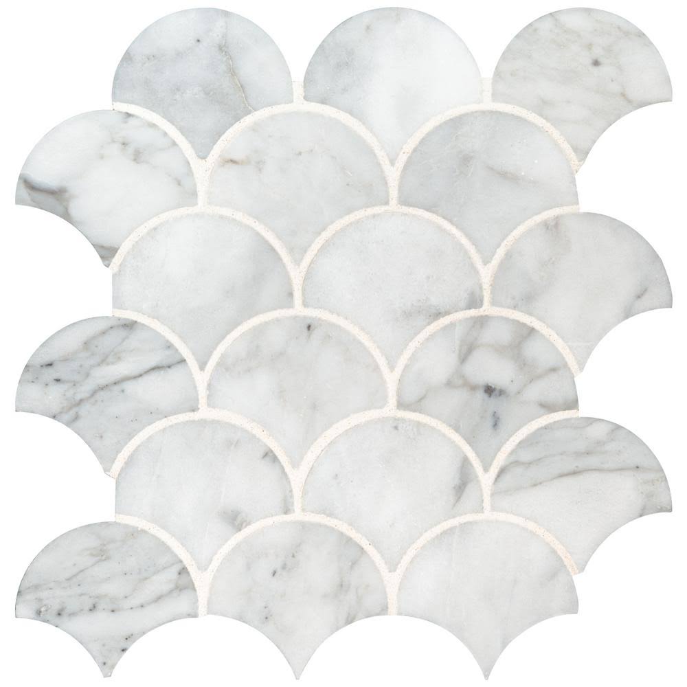 Polished Marble Mesh-Mounted Mosaic Tile Y6619