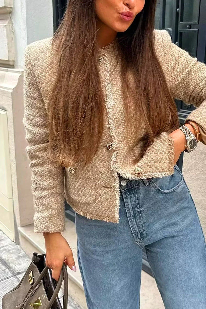 Solid Pocket Button Outerwear J71793
