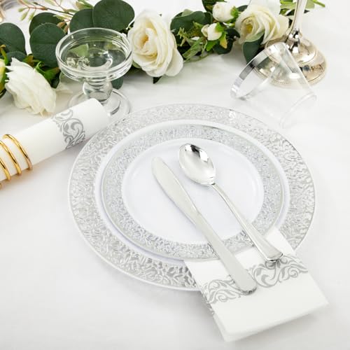 350pcs Silver Party Dinnerware Set C47654