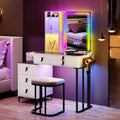 Grey Makeup Vanity Desk with Mirror and Lights D18775