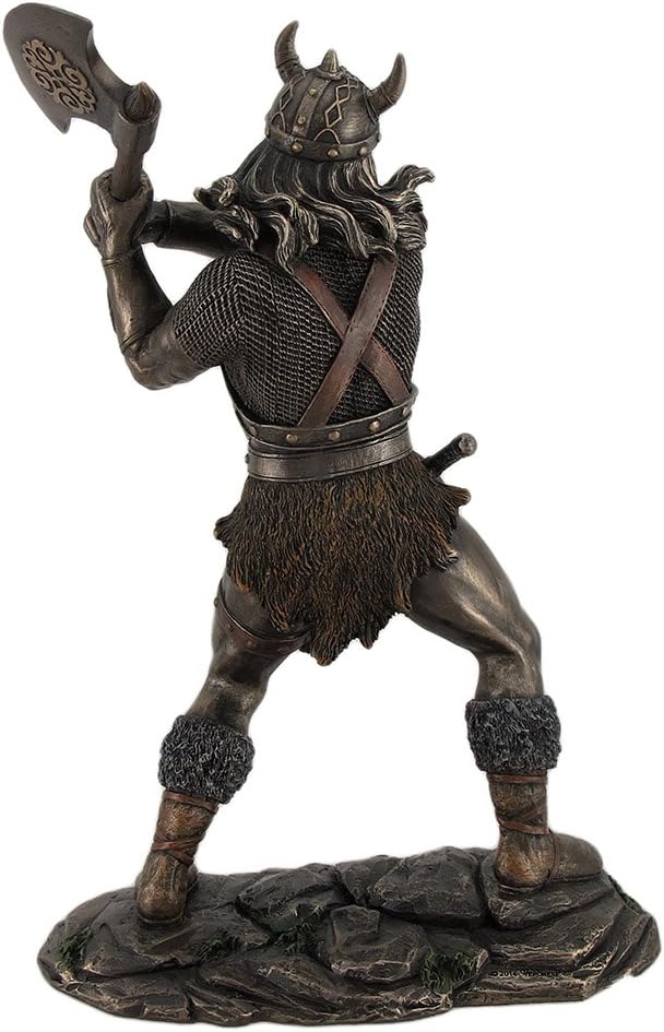 11.25 Tall Viking Axe Warrior Battle Stance Cold Cast Resin Antique Bronze Finish Pack of 2 M287