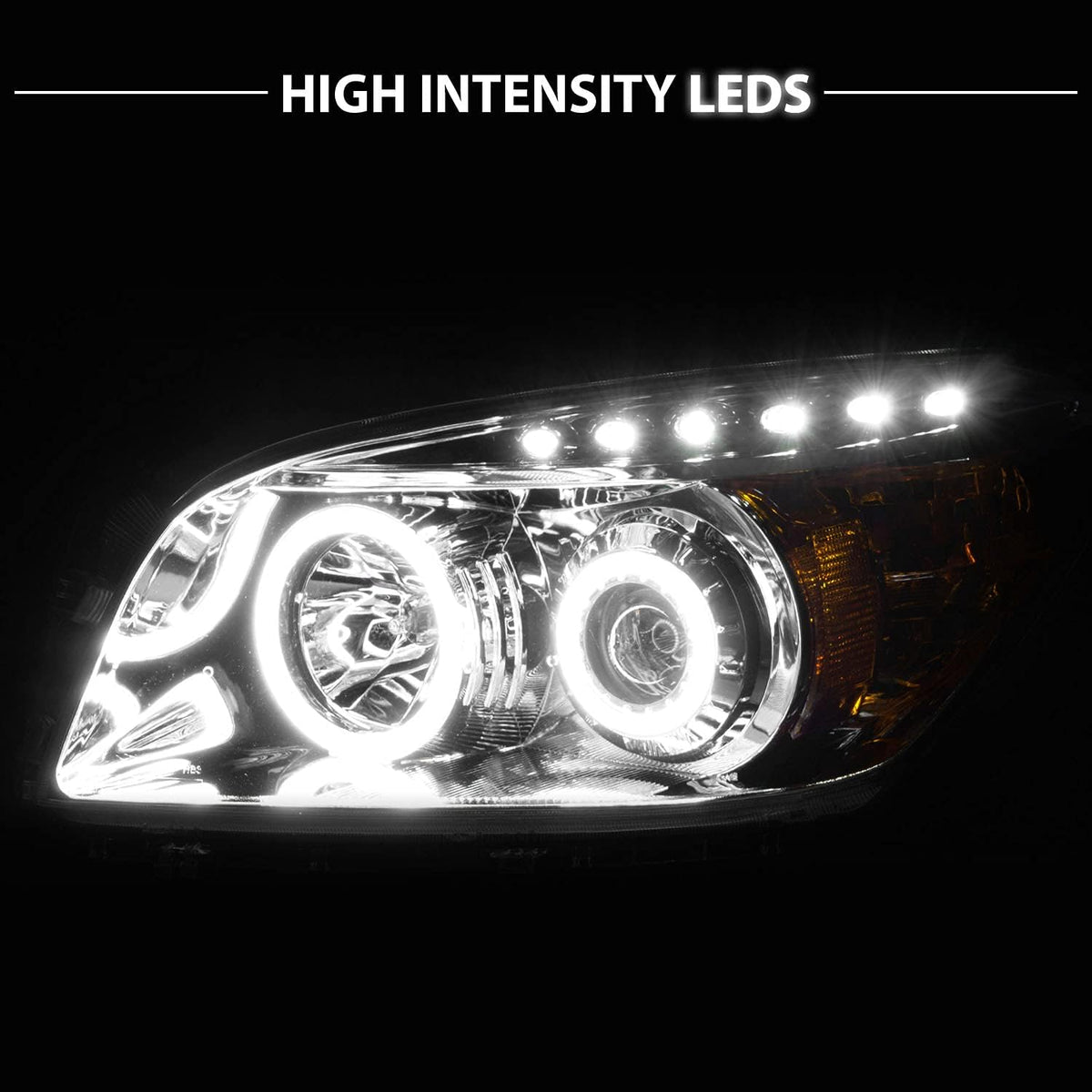 Chrome Dual LED Halo Projector Headlights Set for Toyota Rav4 E25625