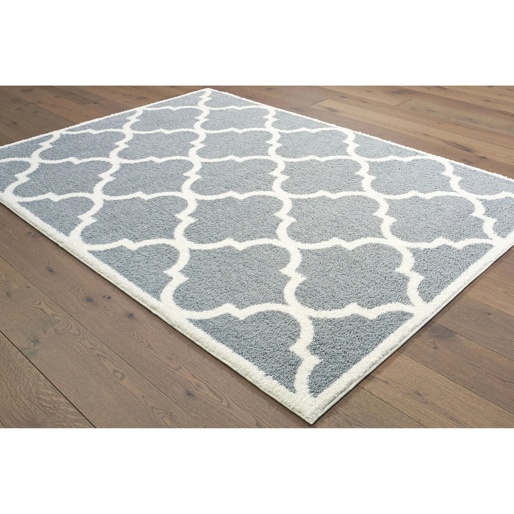 Grey Cream Microfiber Area Rug 5'3" x 7'6" M576155