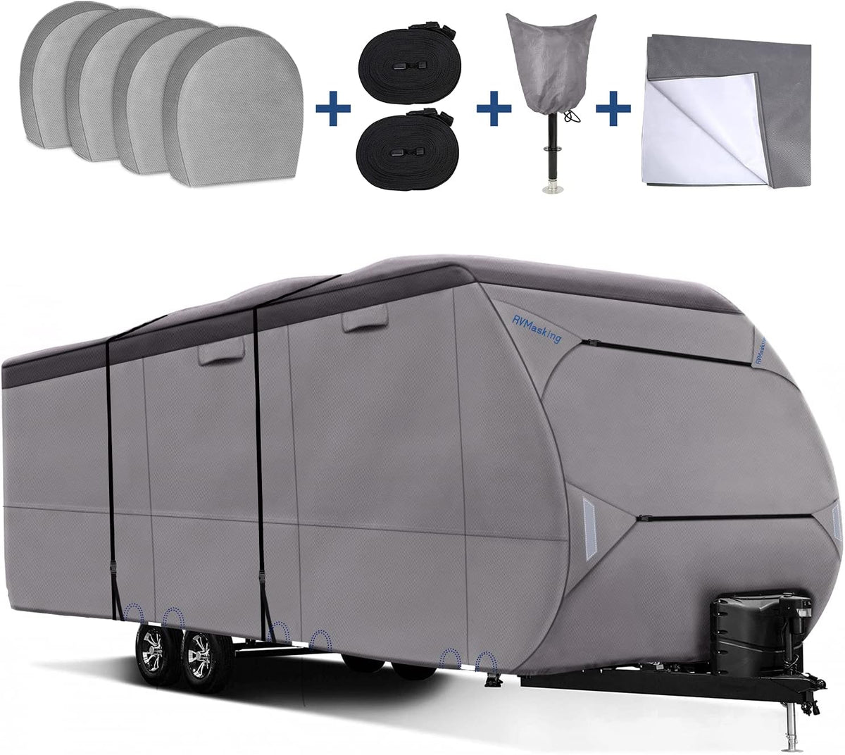 Waterproof 500D Travel Trailer Cover with 4 Tire Covers, Tongue Jack Cover G3091