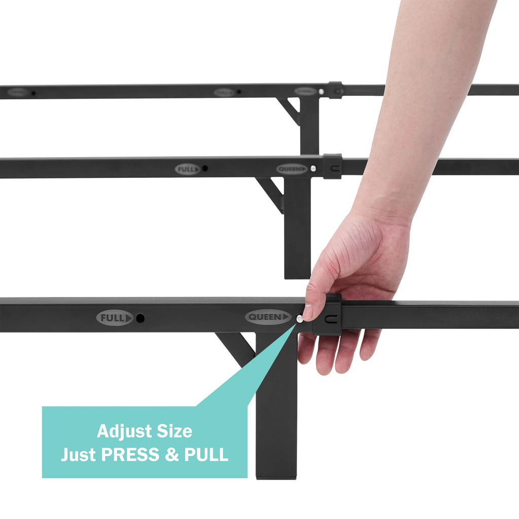 Adjustable Metal Bed Frame, Black, Twin - Queen J7369