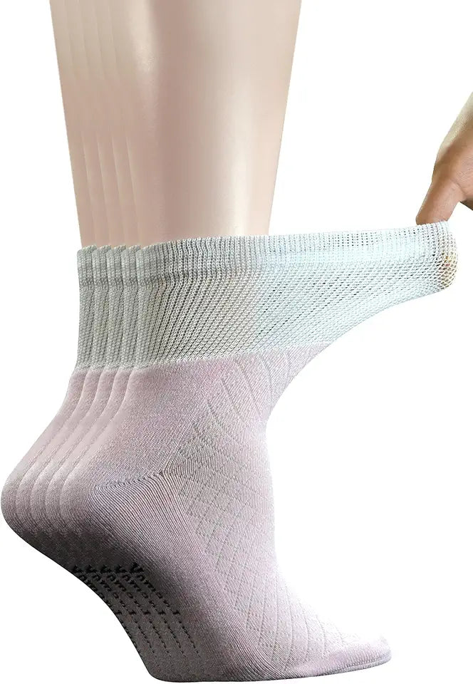 5 Pairs Women's Quarter Breathable Diabetic Socks with Seamless Toe and Cushion Sole L510