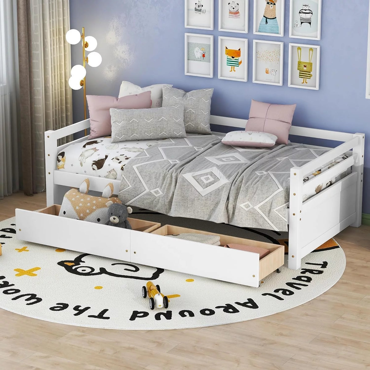 White Daybed with 2 Storage Drawers Y6411