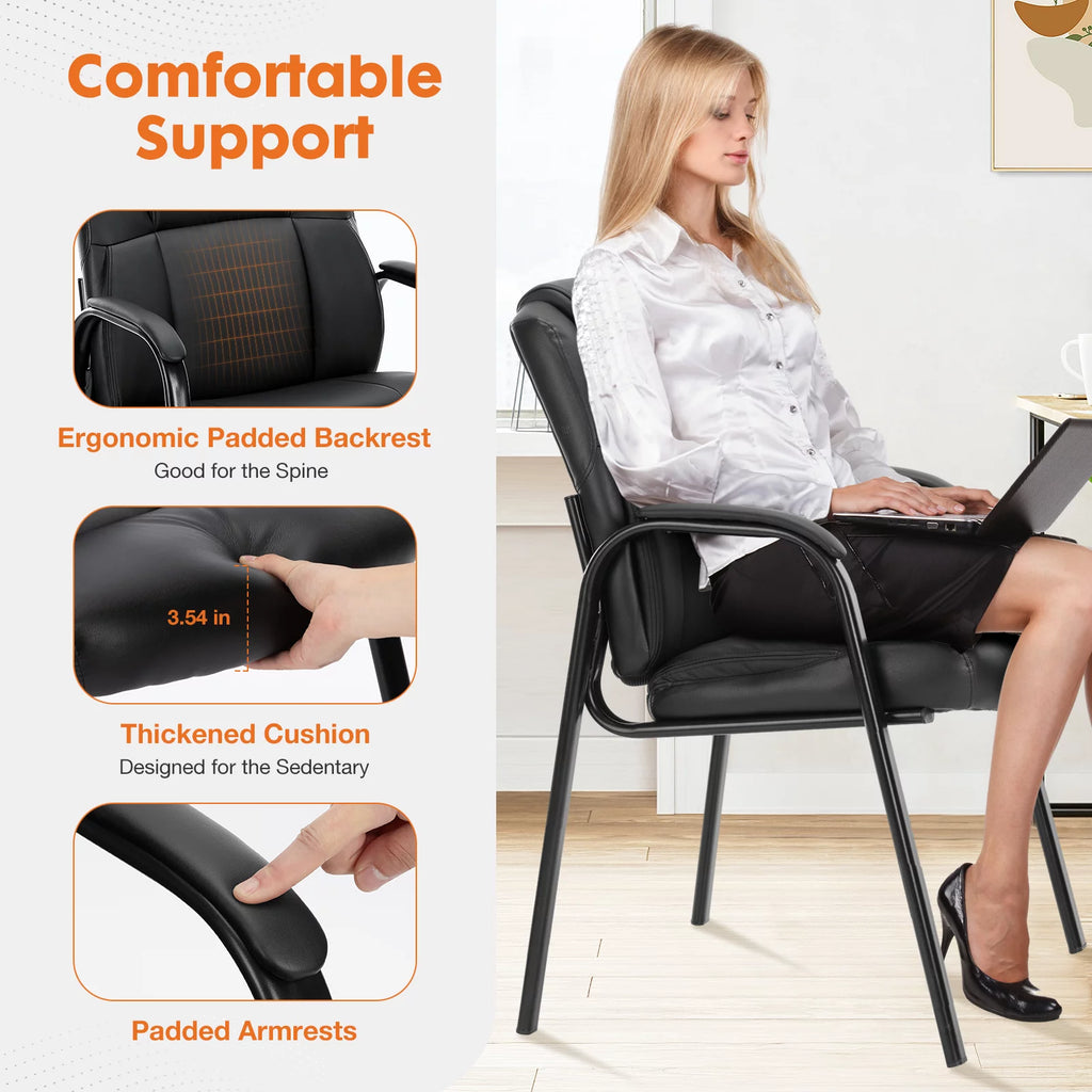 PU Leather Office Guest Chair with Padded Arms I369
