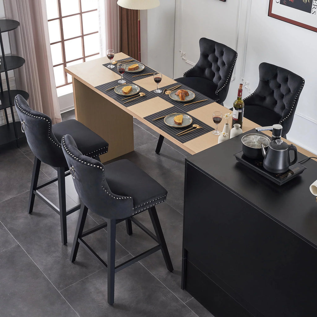 Velvet Swivel Bar Stools Set of 4 V5207