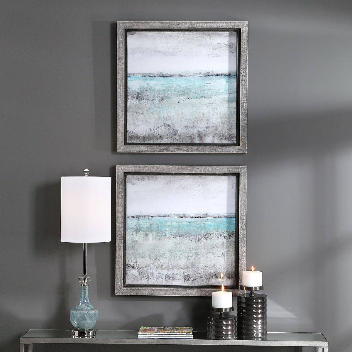 Aqua Horizon Framed Prints Set of 2 Y40873