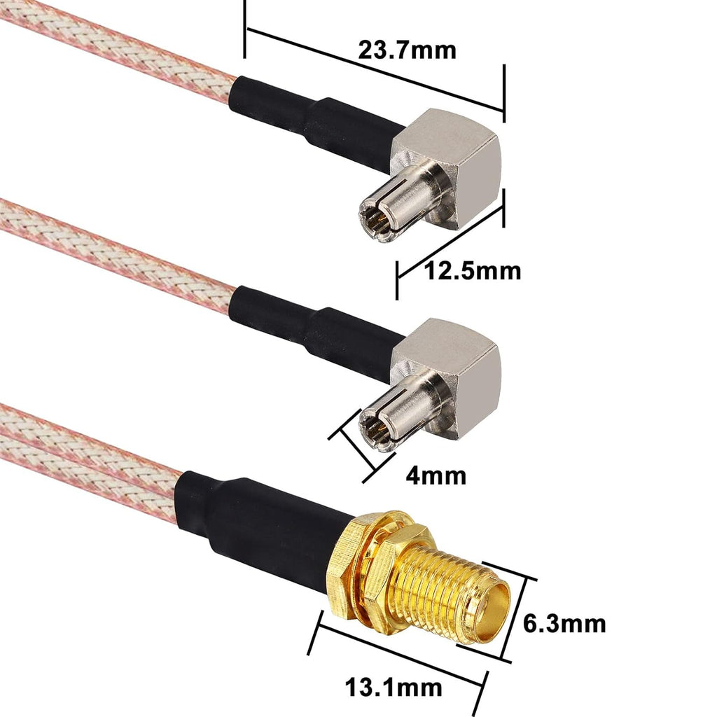 4G LTE Router Antenna TS9 to SMA Female 90 Degree Coaxial Splitter Cable RG316 6 inch J3549