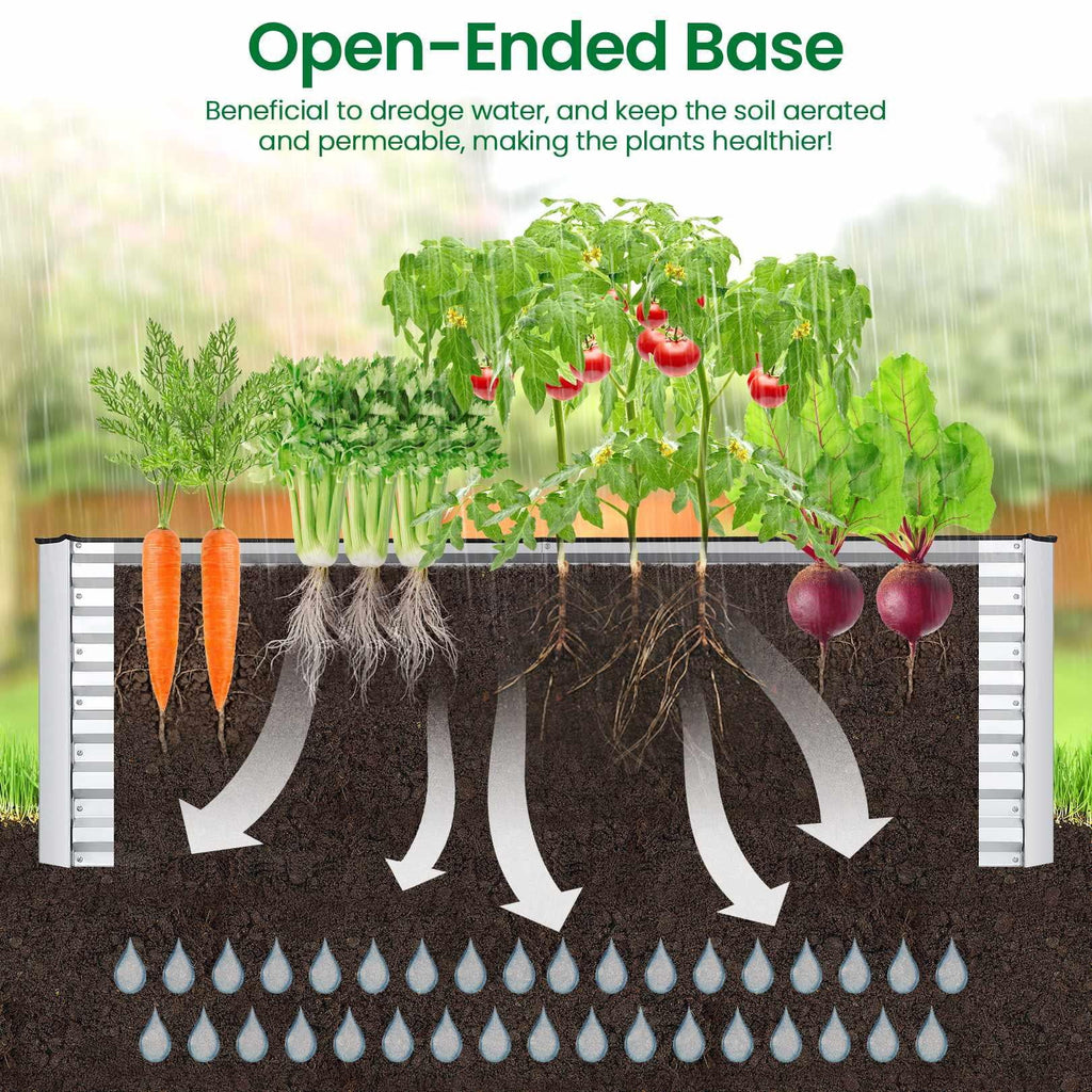 Galvanized Steel Raised Garden Bed with Liner 6ftx3ftx2ft J240