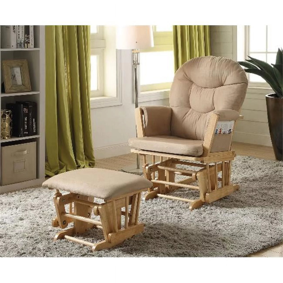 Taupe Microfiber Glider Chair & Ottoman B3488