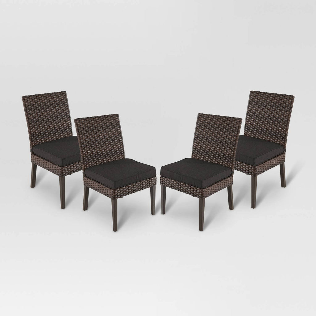 4pk All-Weather Wicker Patio Dining Chair Charcoal X141896