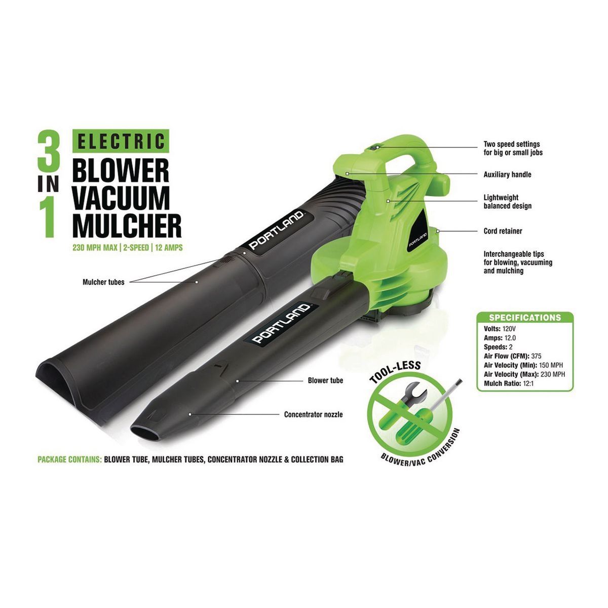 3-in-1 Electric Blower Vacuum Mulcher C86495
