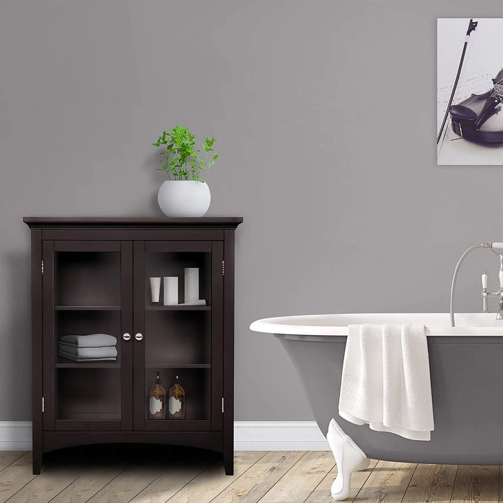 Wooden Floor Cabinet with 2 Glass Doors B1434