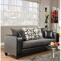 Charcoal Polyester Square Arm Sofa E6126