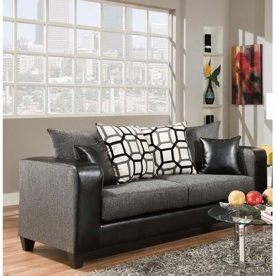 Charcoal Polyester Square Arm Sofa E6126