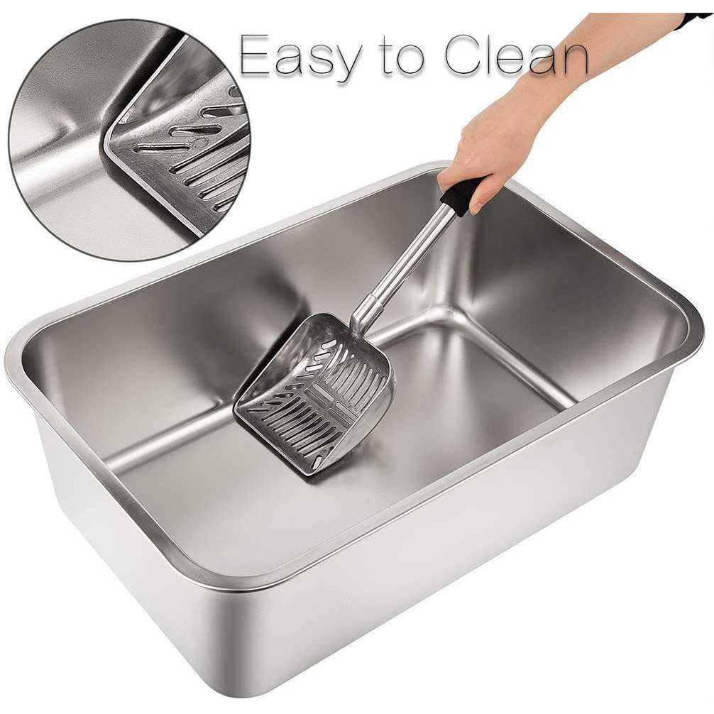 Stainless Steel Litter Box with High Sides W174