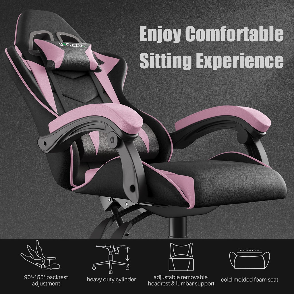 Purple Ergonomic Gaming Chair with Headrest & Lumbar Pillow L7330