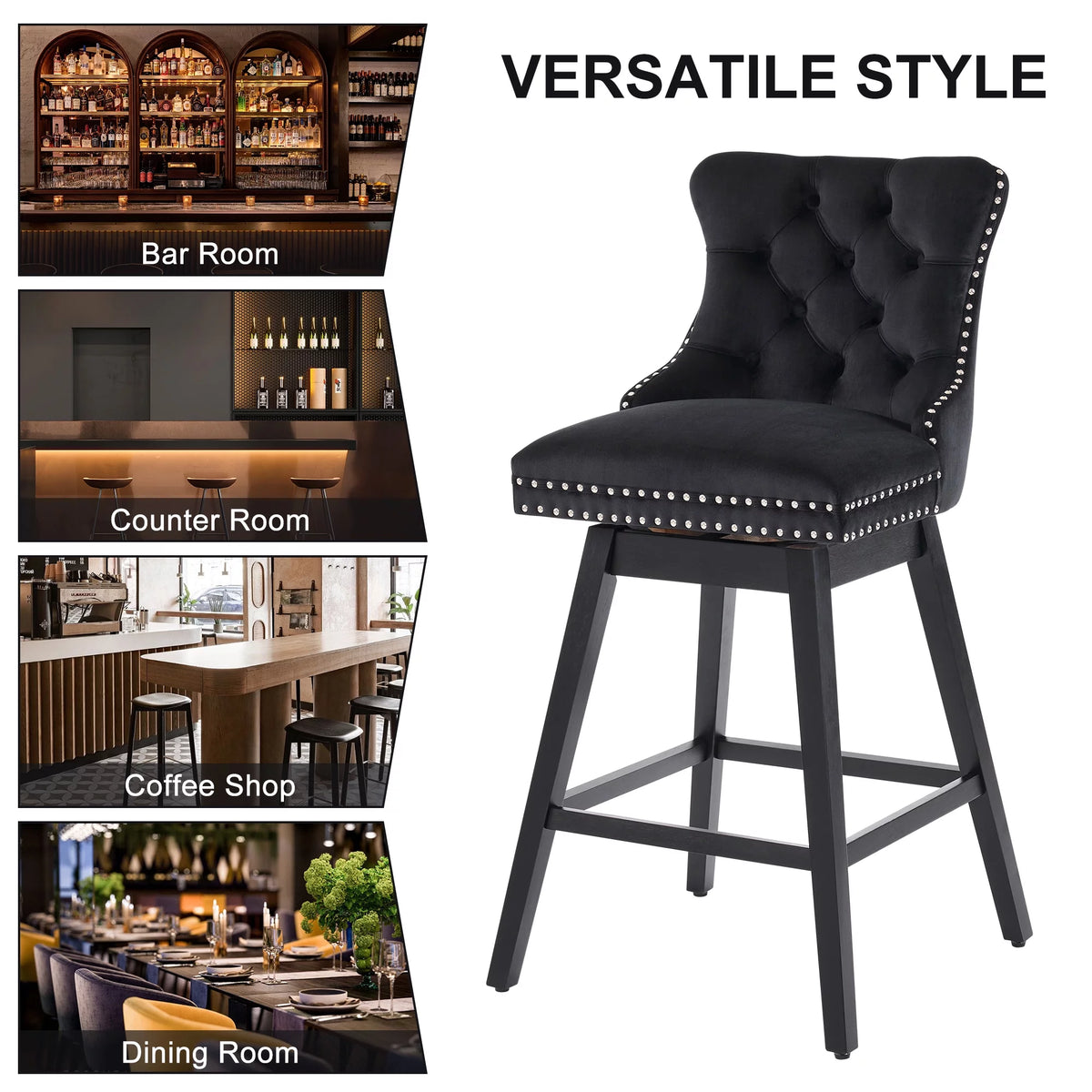 Velvet Swivel Bar Stools Set of 4 V5207