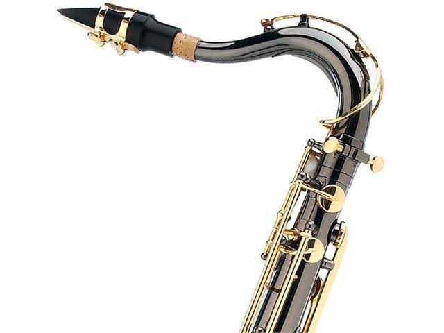 Black Nickel Plated and Gold Keys B Flat Tenor Saxophone with Case, Mouthpiece, 10 Reeds K32989