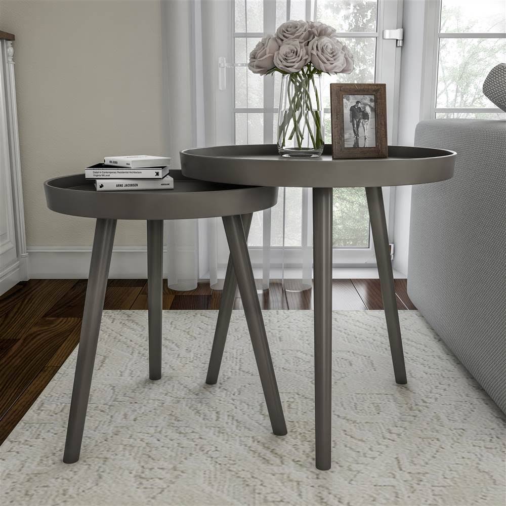 2-pc Nesting Table Set in Slate Gray Finish R6763
