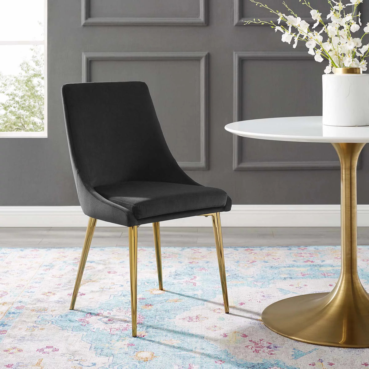 Black Velvet Dining Chair D647
