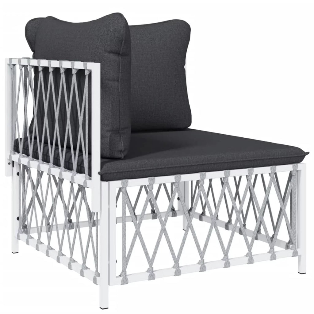 5 Piece Patio Set with Cushions White Steel Q792165