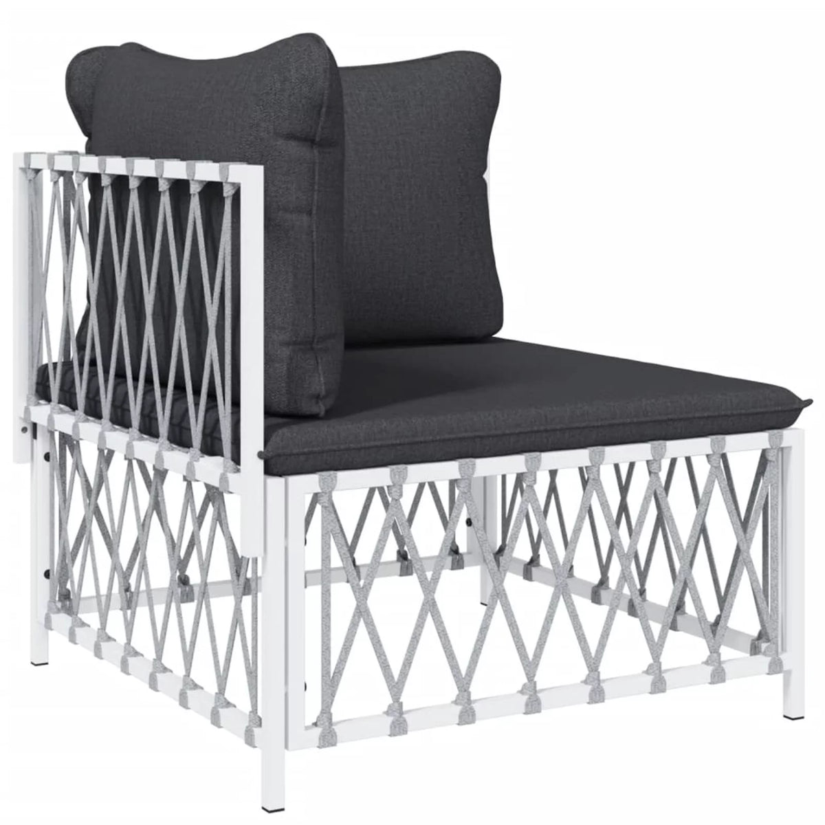 5 Piece Patio Set with Cushions White Steel Q792165