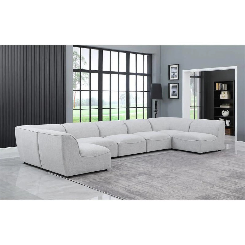 Grey Linen Textured Modular Sectional U10228
