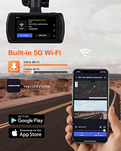 Dual Dash Cam 5G WiFi GPS, 4K+HDR 1080P Front and Rear, 3.3" Screen, Night Vision, Parking Mode, G-Sensor, Support 512GB Max U277