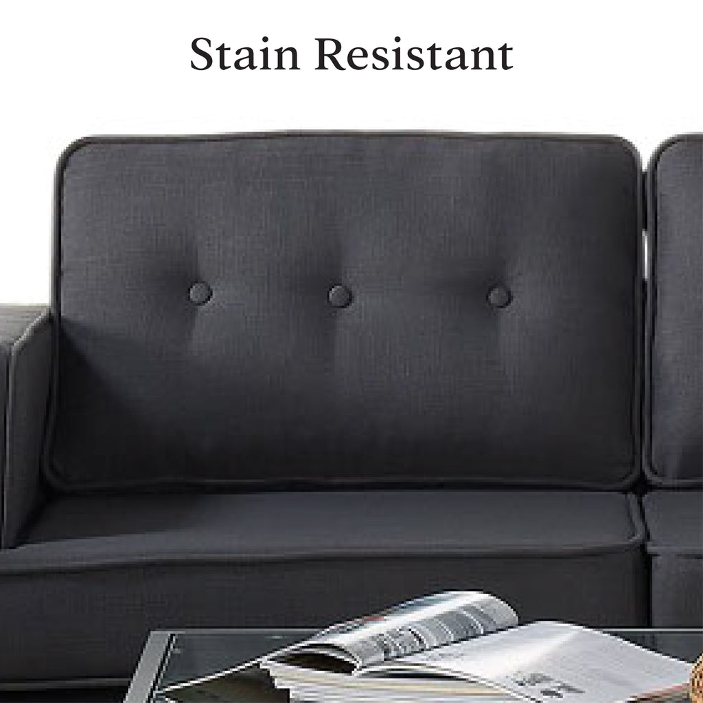 Grey Fabric L-Shaped Sectional with Left Chaise N815