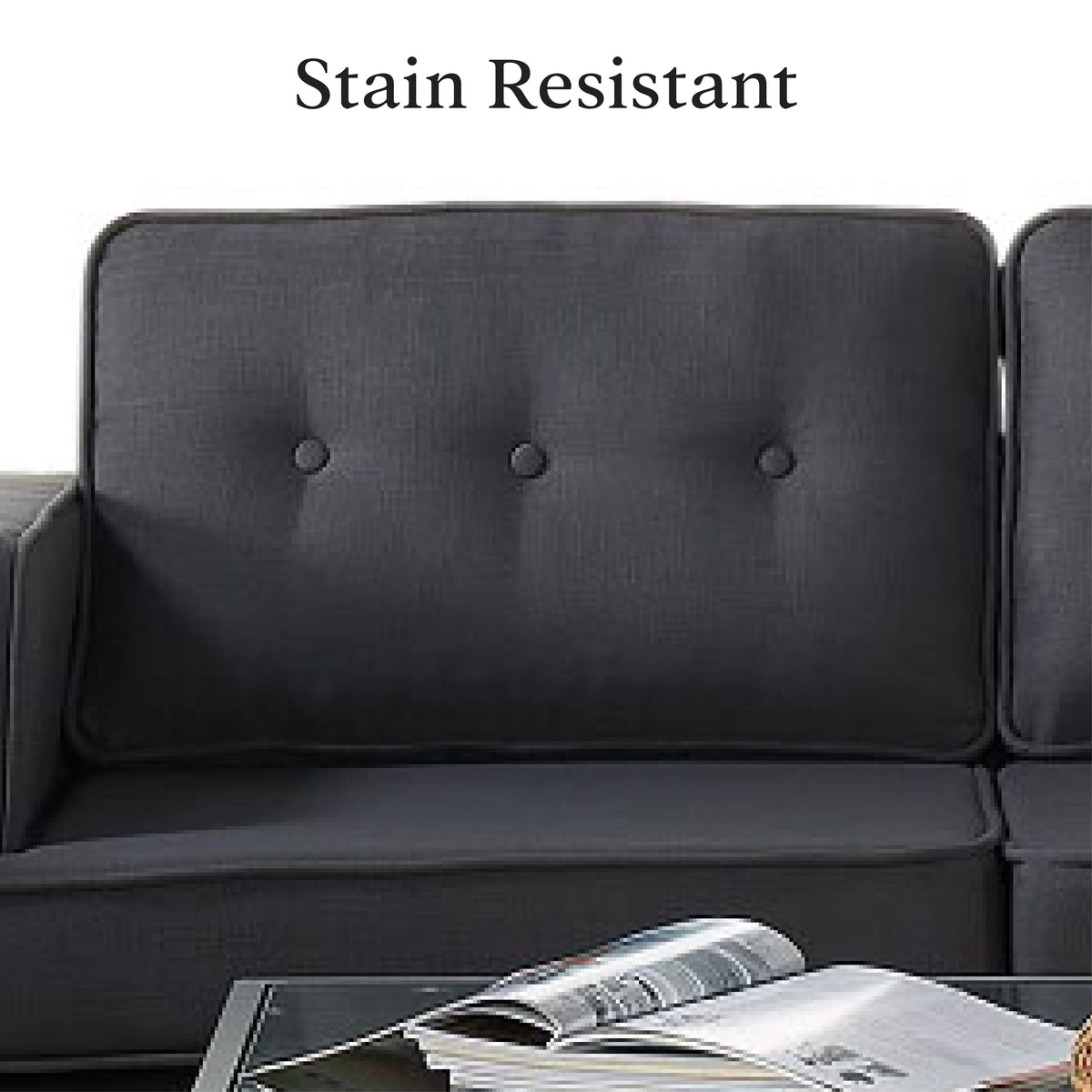 Grey Fabric L-Shaped Sectional with Left Chaise N815