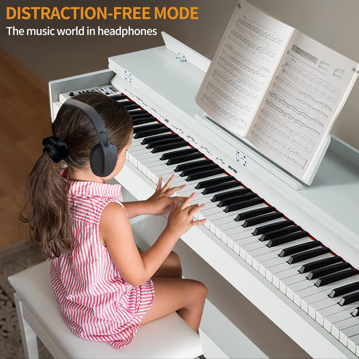 White 88 Key Weighted Digital Piano with Wooden Furniture Stand A6786