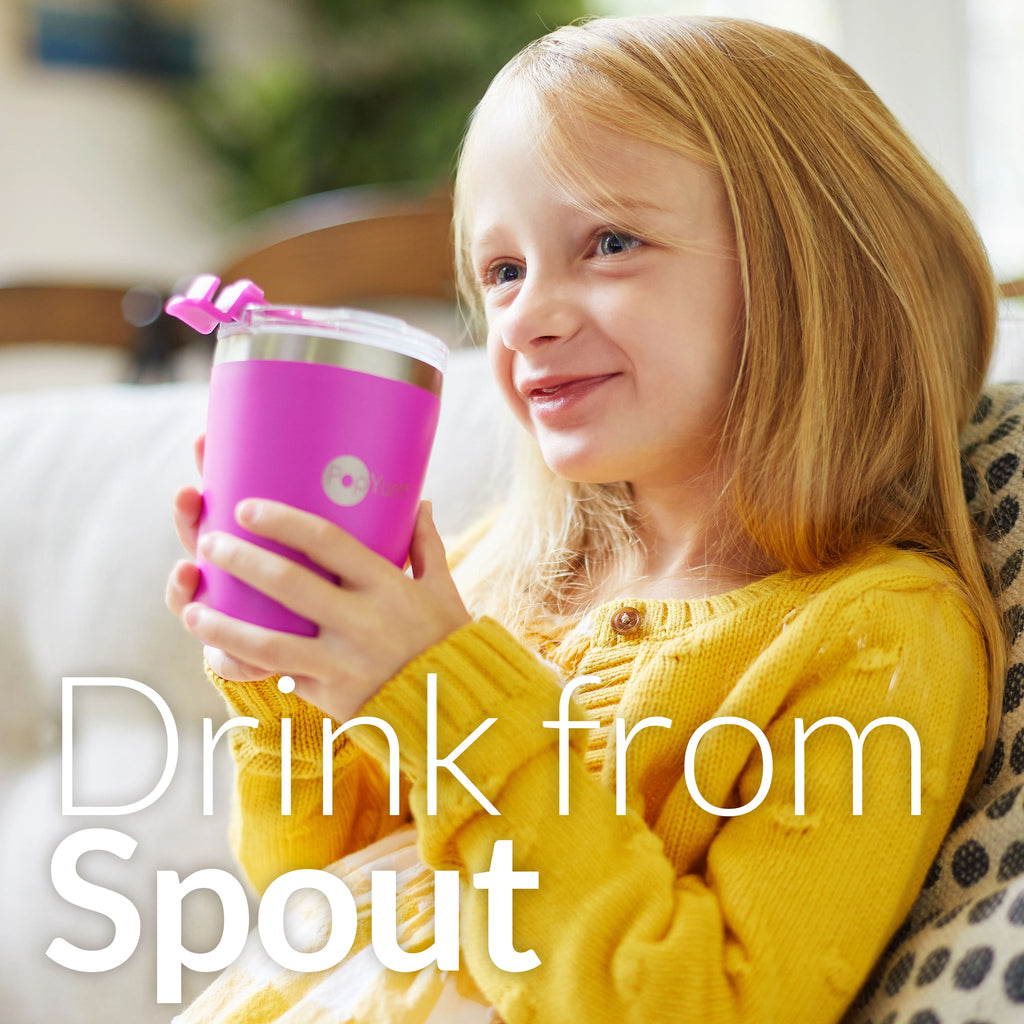 9oz Insulated Stainless Steel Kids’ Cups with Lid and Straw, 2-Pack, Blue, Pink, stackable, sippy, tumbler, double wall, vacuum, leak proof S767