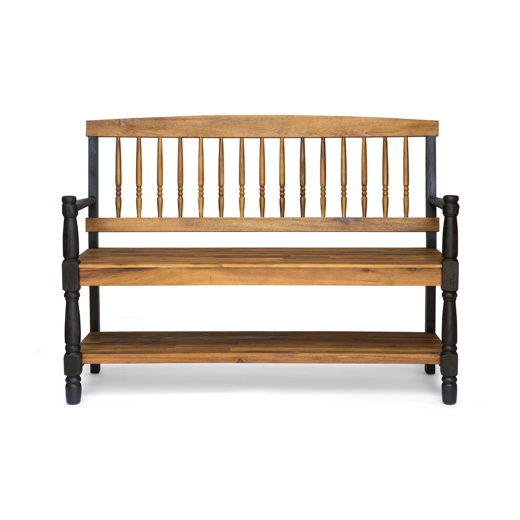 Acacia Wood Bench with Shelf O497990