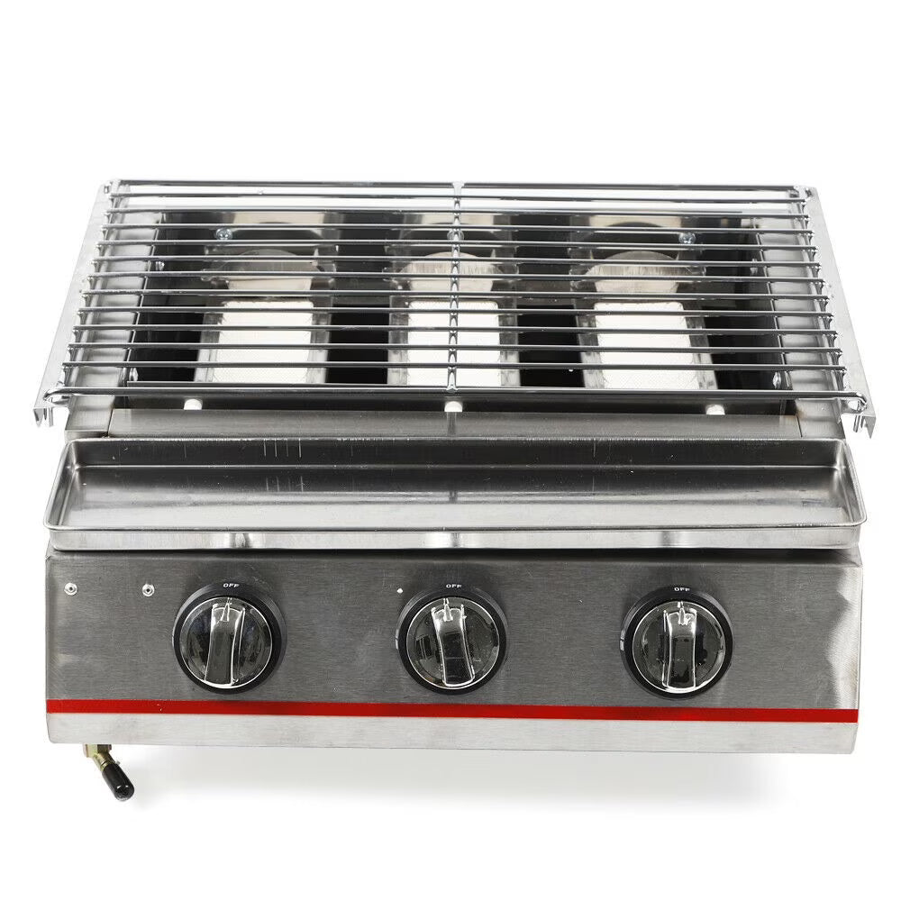 3 Burners Commercial Gas Grill Stainless Steel Y5051