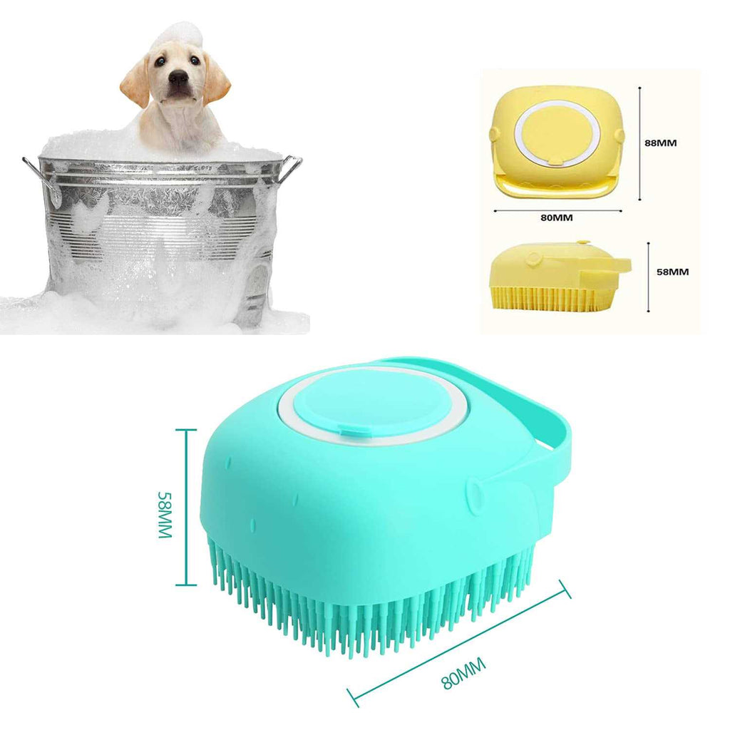 Pet Grooming Bath Massage Brush with Soap and Shampoo Dispenser Soft Silicone Bristle J29153