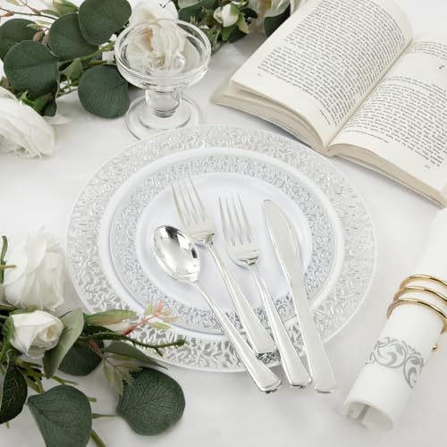 350pcs Silver Party Dinnerware Set C47654